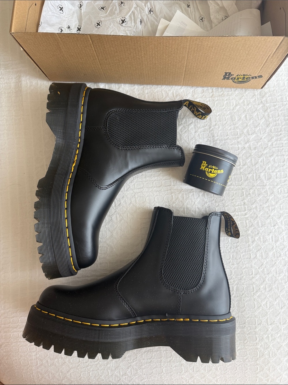 Dr. Martens Quad Retro Boots with Yellow Stitching